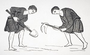Serfs Labouring in the Fields with a Hoe and Spade, after a Miniature in a 12th Century Manuscript, from 